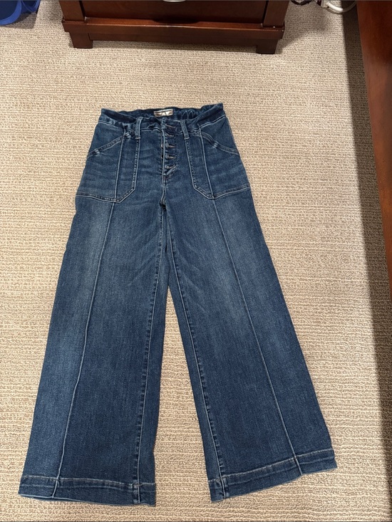 Kut from the Kloth Denim - Kut from the Kloth Meg High Rise Medium Blue Wide-Leg Button-Front Jeans